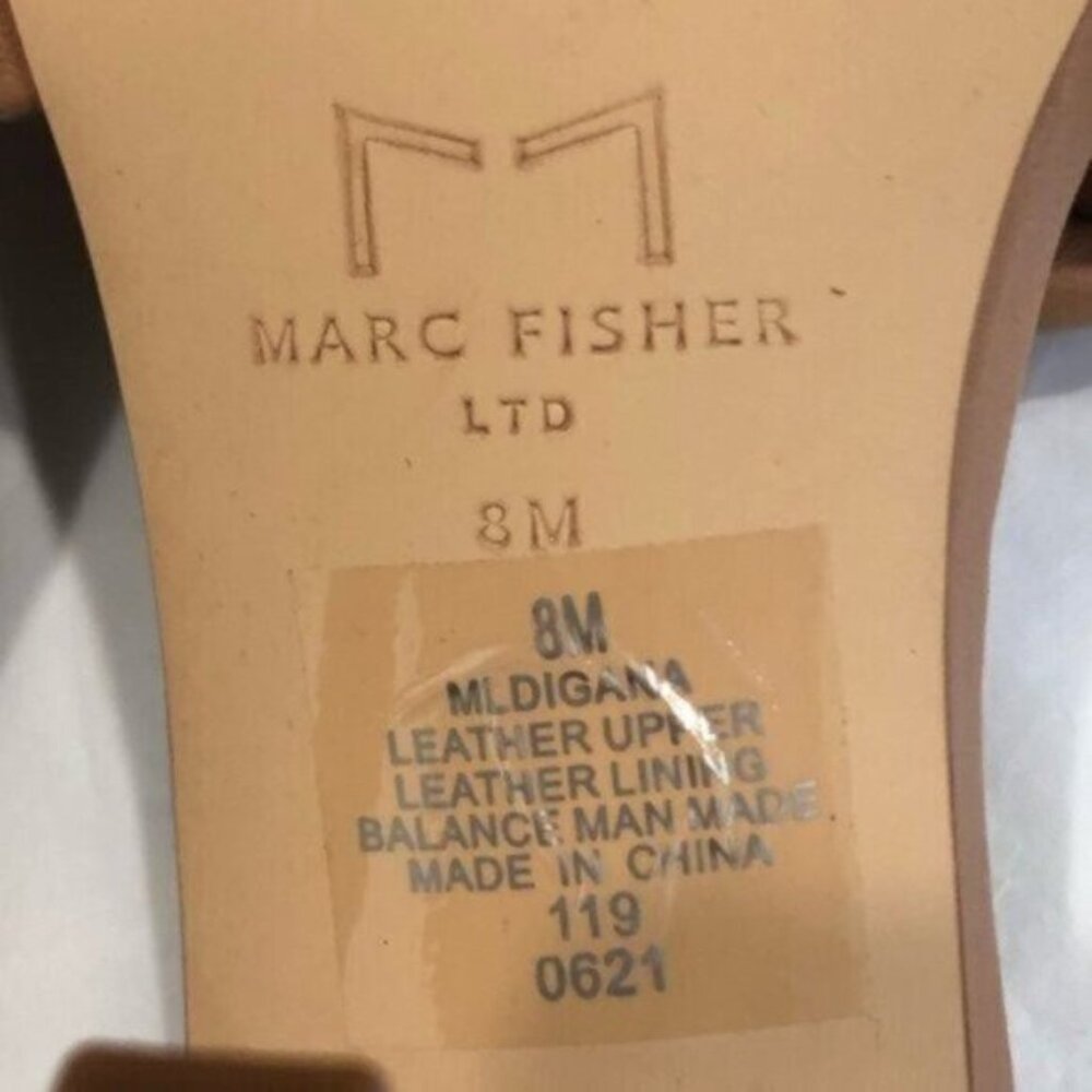 NWT Marc Fisher Tan Slide Sandal Heels 8 - Picture 9 of 10